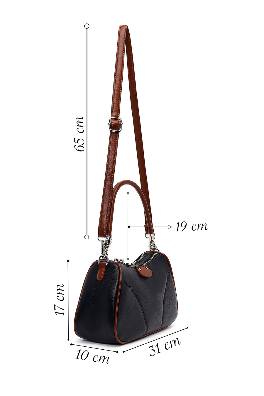 Woman Black Casual Shoulder Bag with Long Strap