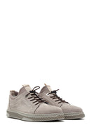 Men's Gray Nubuck Leather Sock Sneaker | Derimod