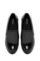 Women's Black Wedge Heel Patent Leather Comfort Loafer | Derimod