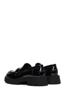 Women's Black Patent Leather Buckle Loafer | Derimod