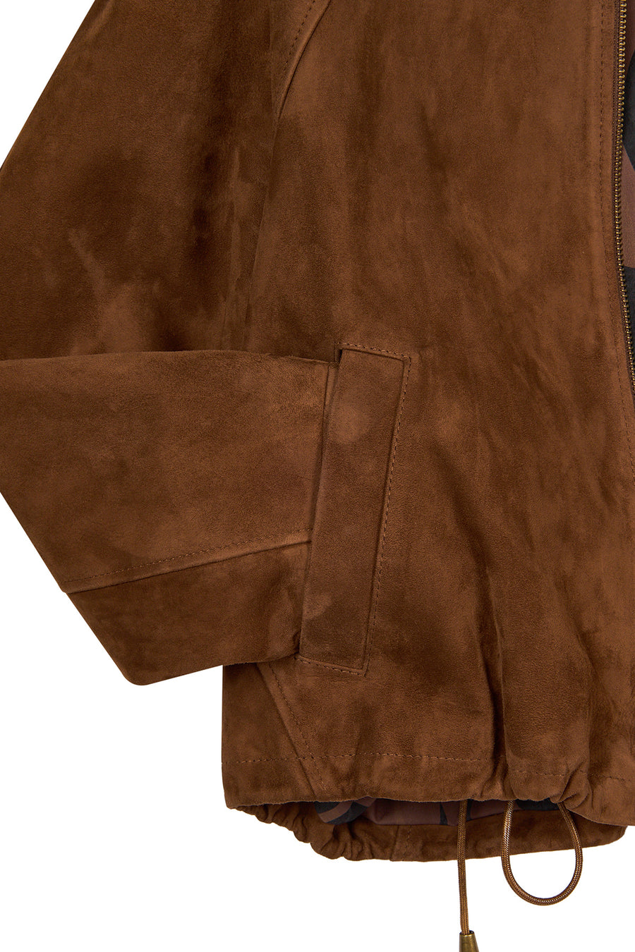 Miami Woman Brown Oversize Waist-Drawstring Suede Jacket