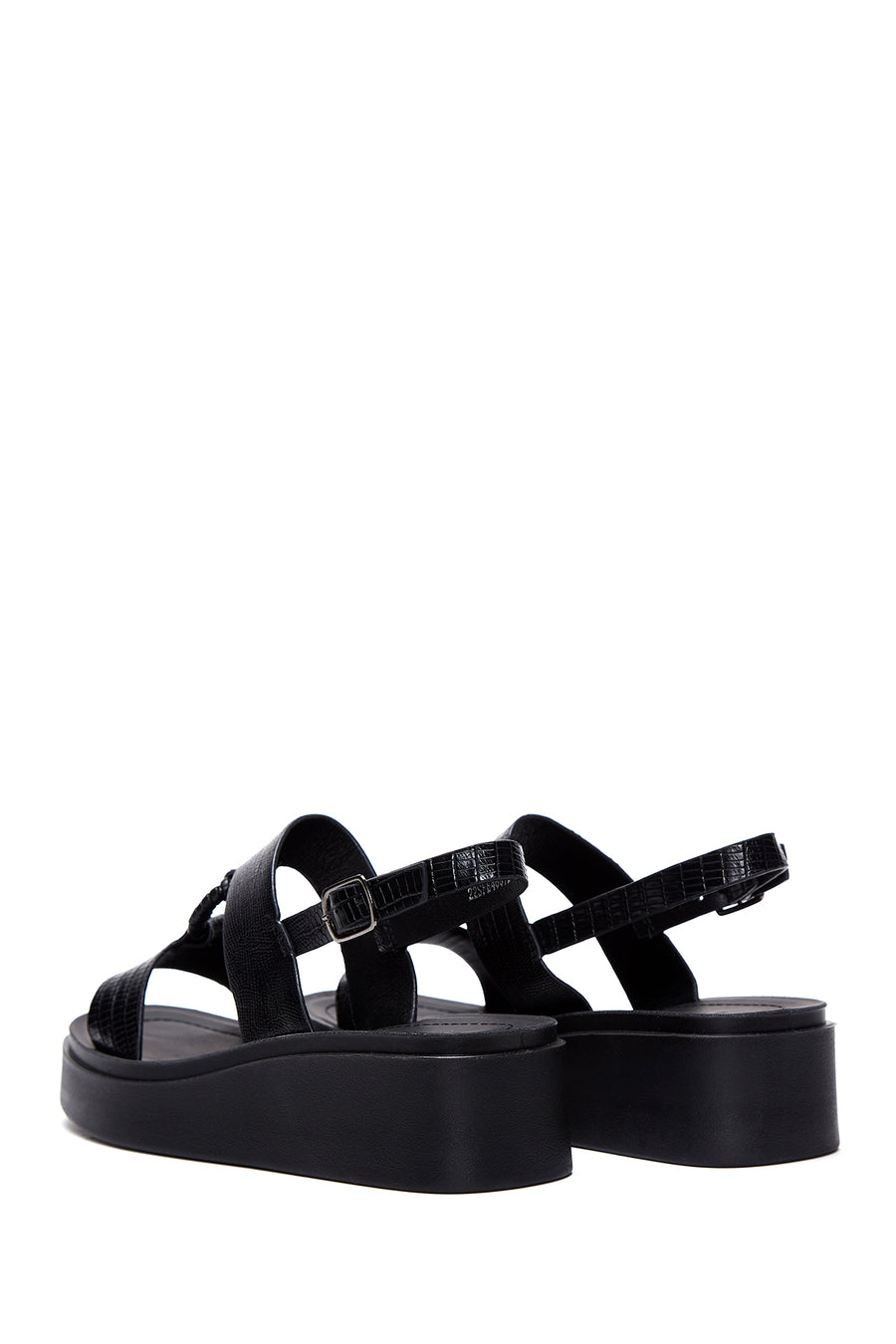 Women's Black Ankle Strap Thick Soled Sandals