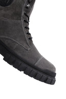 Men's Anthracite Zippered Suede Leather Casual Boots | Derimod