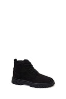 Male Black Zip Closure Thick-Soled Nubuck Leather Boots | Derimod