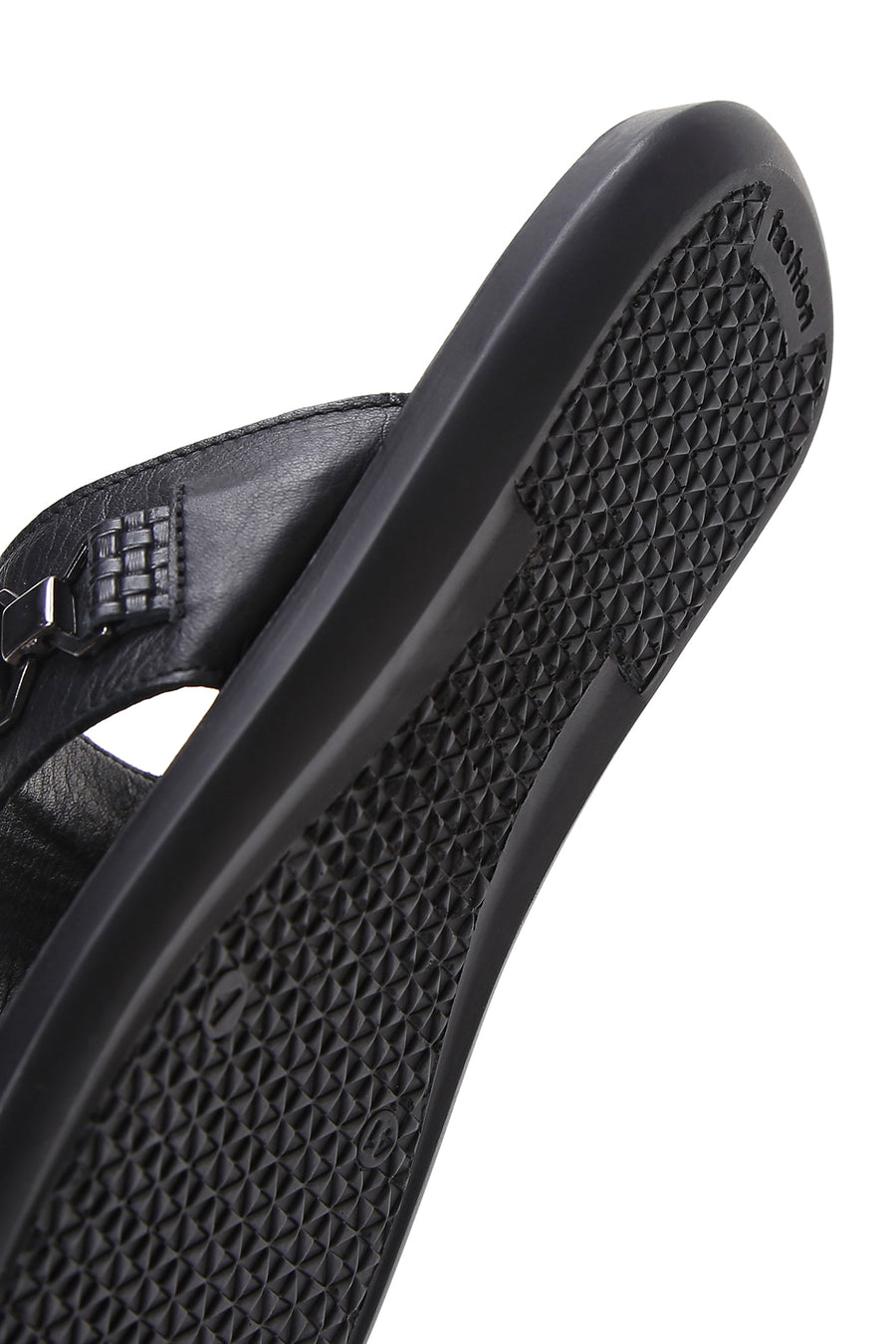 Men's Black Knitted Leather Slippers
