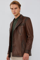 Bernard Men's Brown Blazer Leather Jacket | Derimod