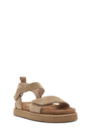 Kadın Taba Bantlı Kalın Tabanlı Süet Deri Sandalet | Derimod