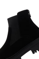 Women's Black Zippered Suede Leather Chelsea Boots | Derimod