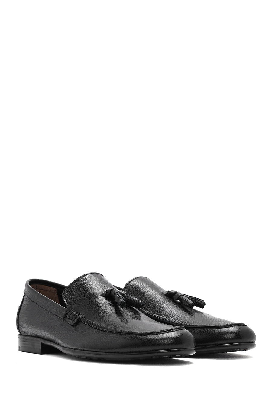 Erkek Siyah Püsküllü Deri Casual Loafer