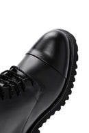 Men's Black Leather Zippered Boots | Derimod