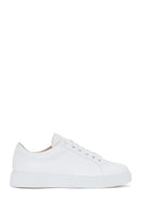 Women's White Lace-Up Leather Sneaker | Derimod