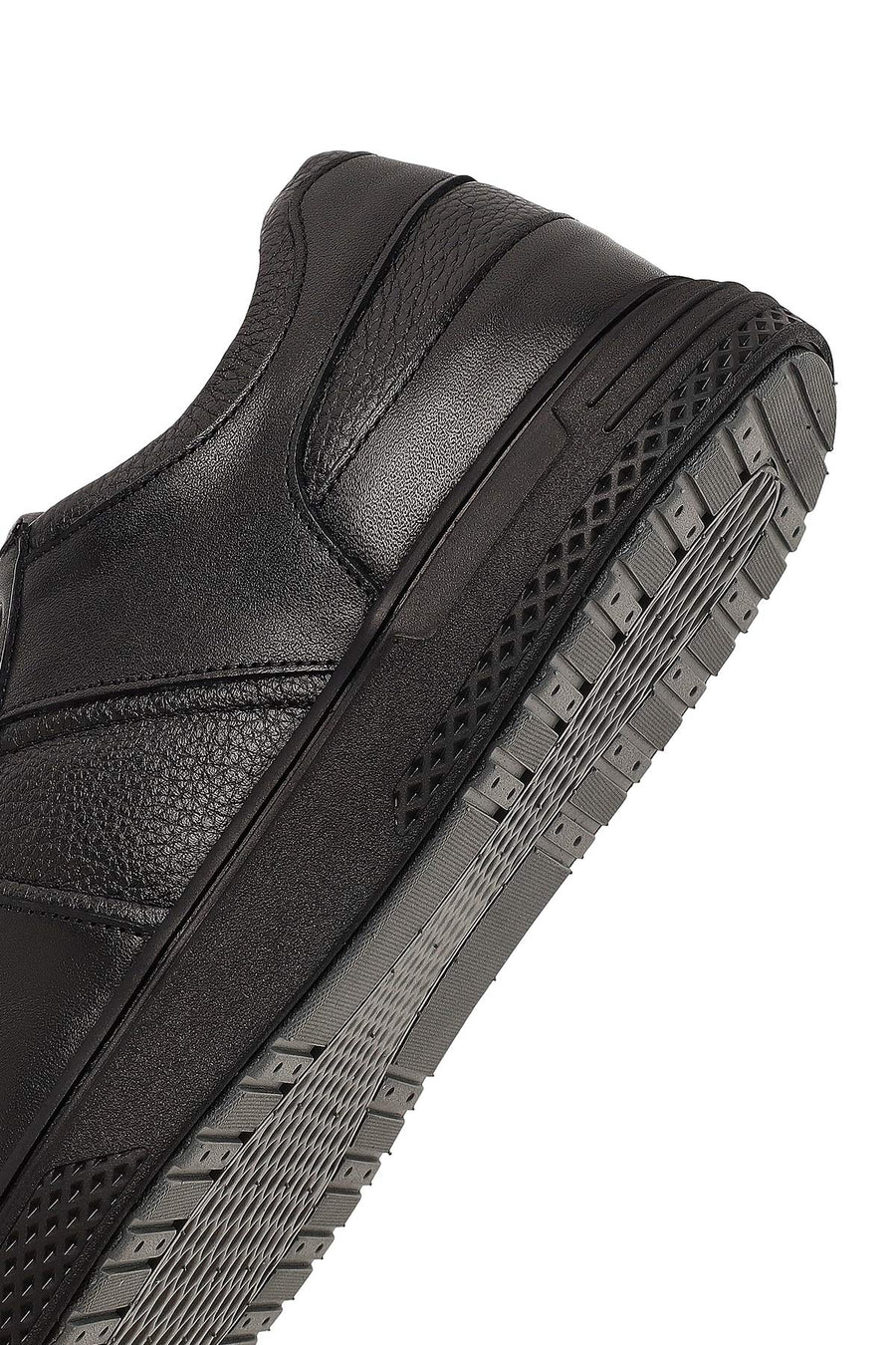 Erkek Siyah Bağcıklı Deri Casual Sneaker