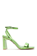 Kadın Yeşil Metalik Tek Bant Topuklu Sandalet | Derimod