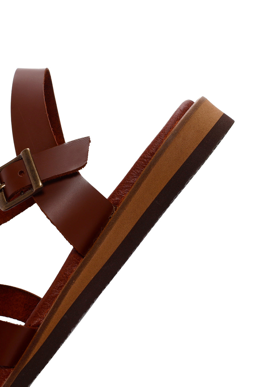 Women's Brown Ankle Strap Leather Comfort Sandals