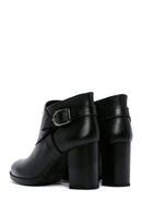 Women's Black Zippered Buckle Detailed Thick Heeled Boots | Derimod