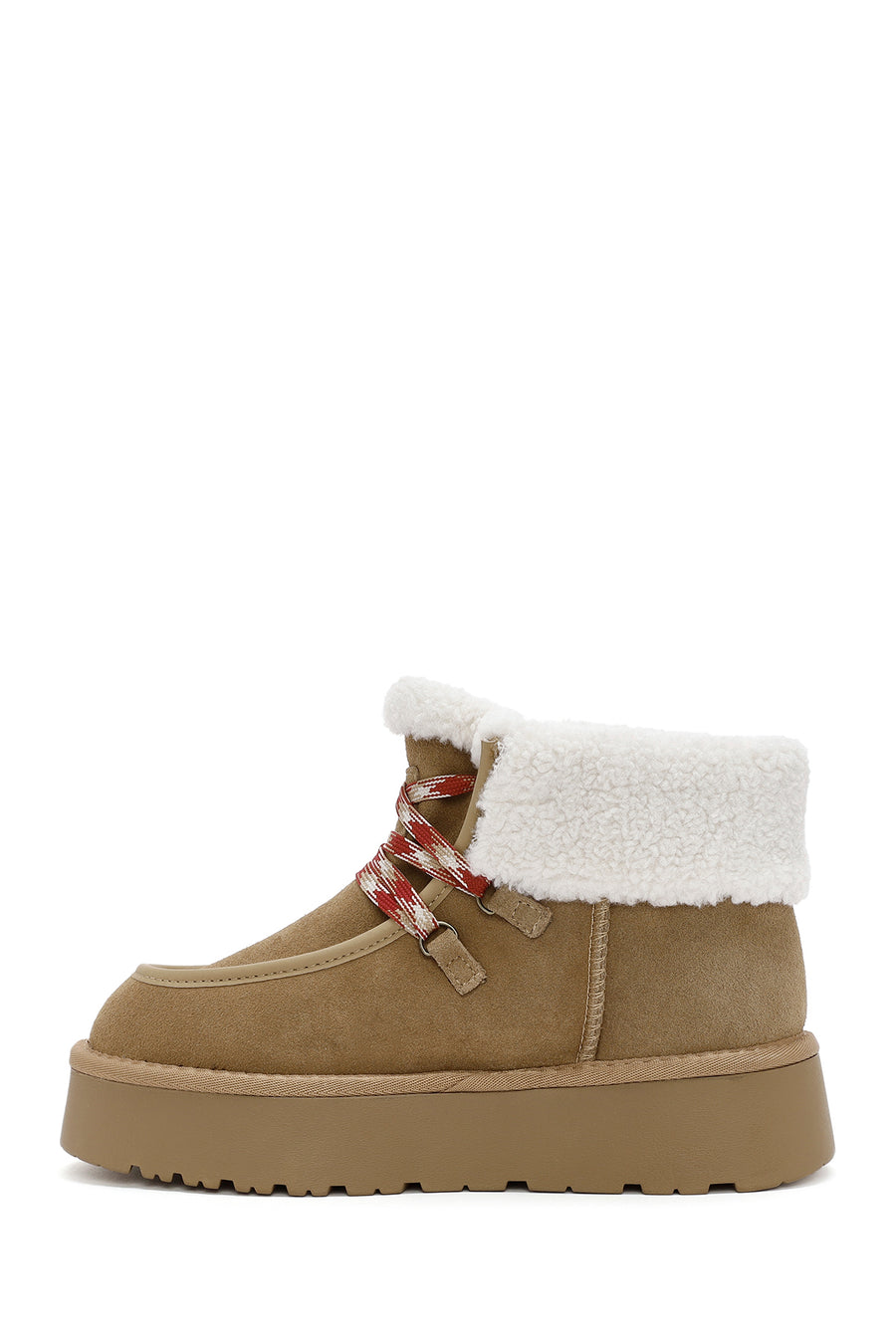 Women's Brown Thick Soled Fur Suede Leather Boots