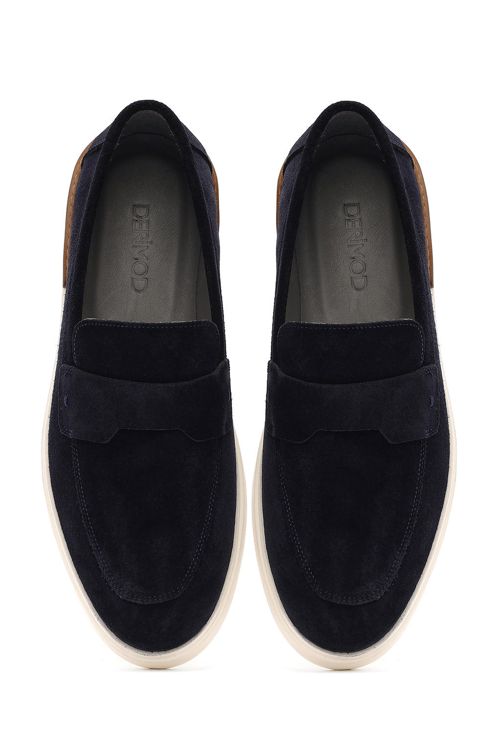 Erkek Lacivert Süet Deri Casual Loafer