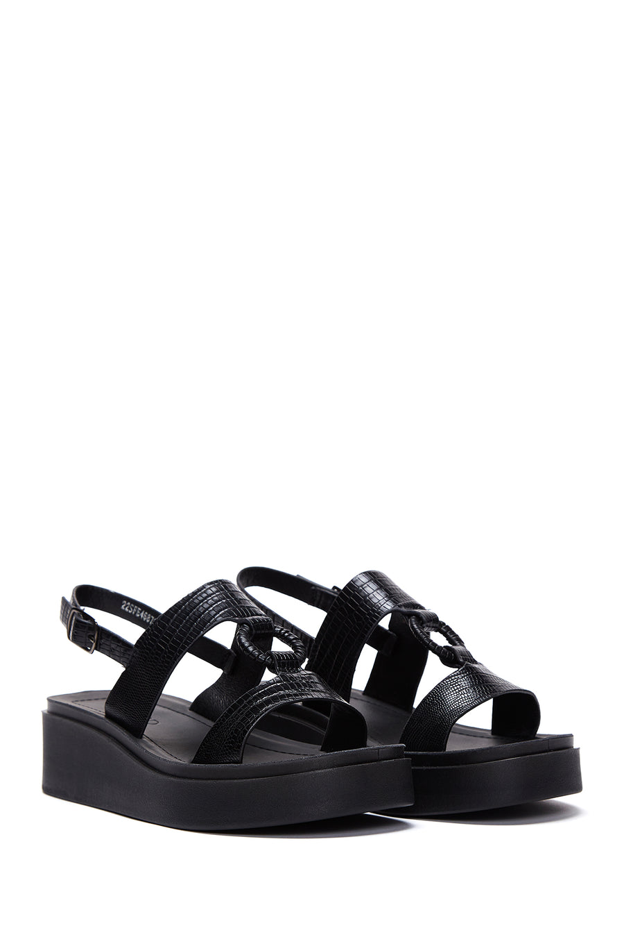 Women's Black Ankle Strap Thick Soled Sandals