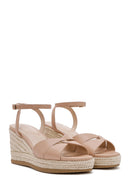 Kadın Bej Bilekten Tokalı Dolgu Topuklu Espadril Sandalet | Derimod