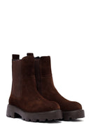 Woman Brown Thick-Soled Suede Leather Chelsea Boots | Derimod