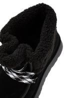 Women's Black Thick-Soled Fur Suede Leather Boots | Derimod