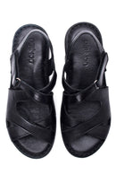 Women's Black Leather Comfort Sandals | Derimod