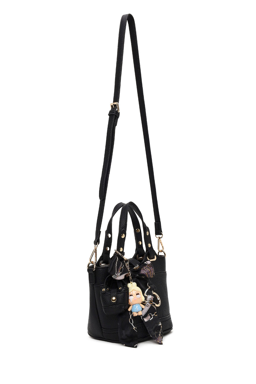 Woman Black Long-Strap Mini Shoulder Bag