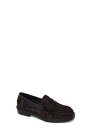 Kadın Leopar Desenli Tüylü Deri Maskülen Loafer | Derimod