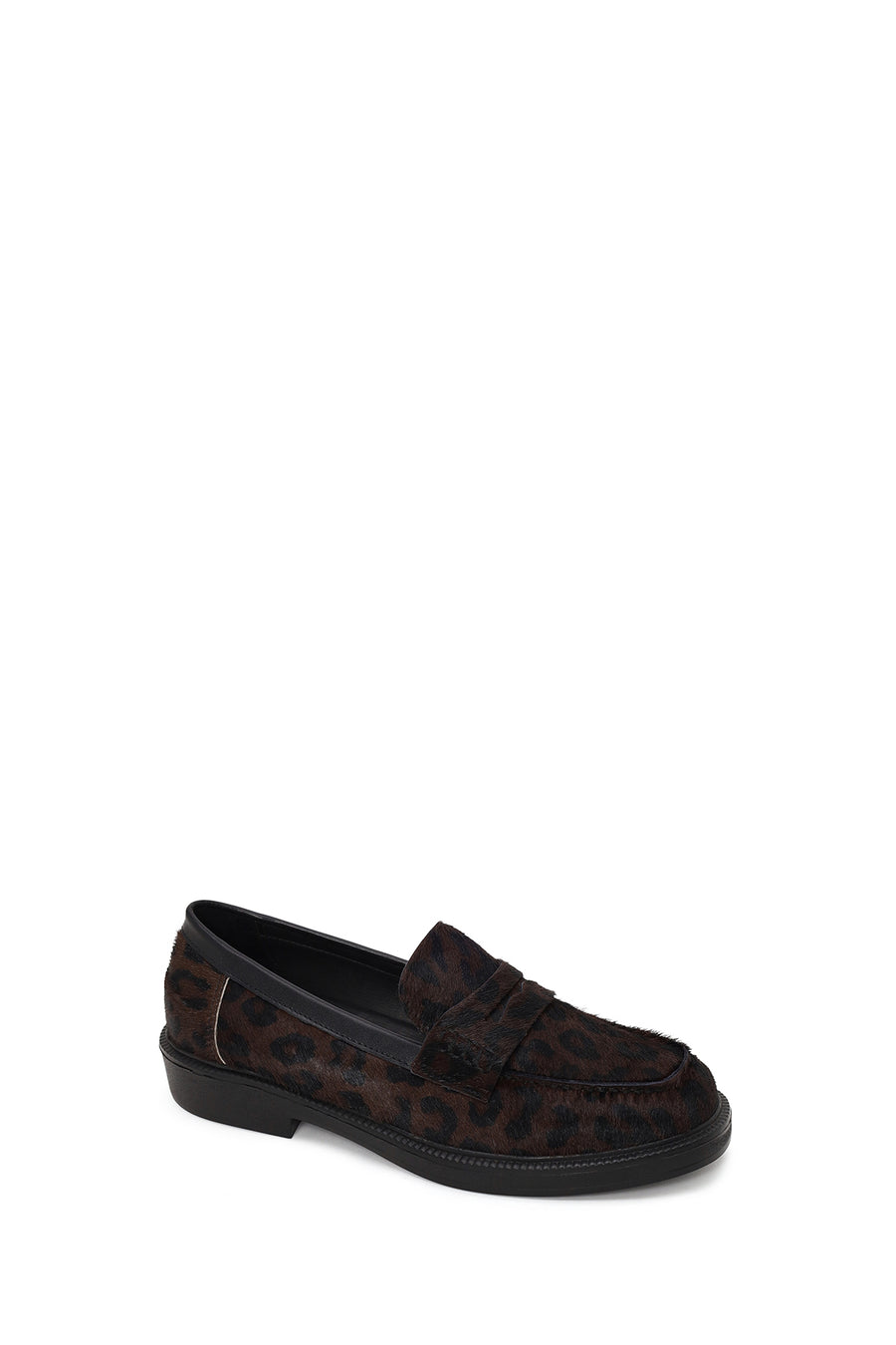 Kadın Leopar Desenli Tüylü Deri Maskülen Loafer