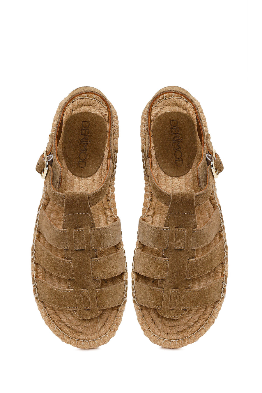 Woman Tan Ankle-Buckle Suede Espadrilles Sandal