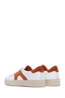 Men's White Orange Suede Detailed Leather Sneaker | Derimod