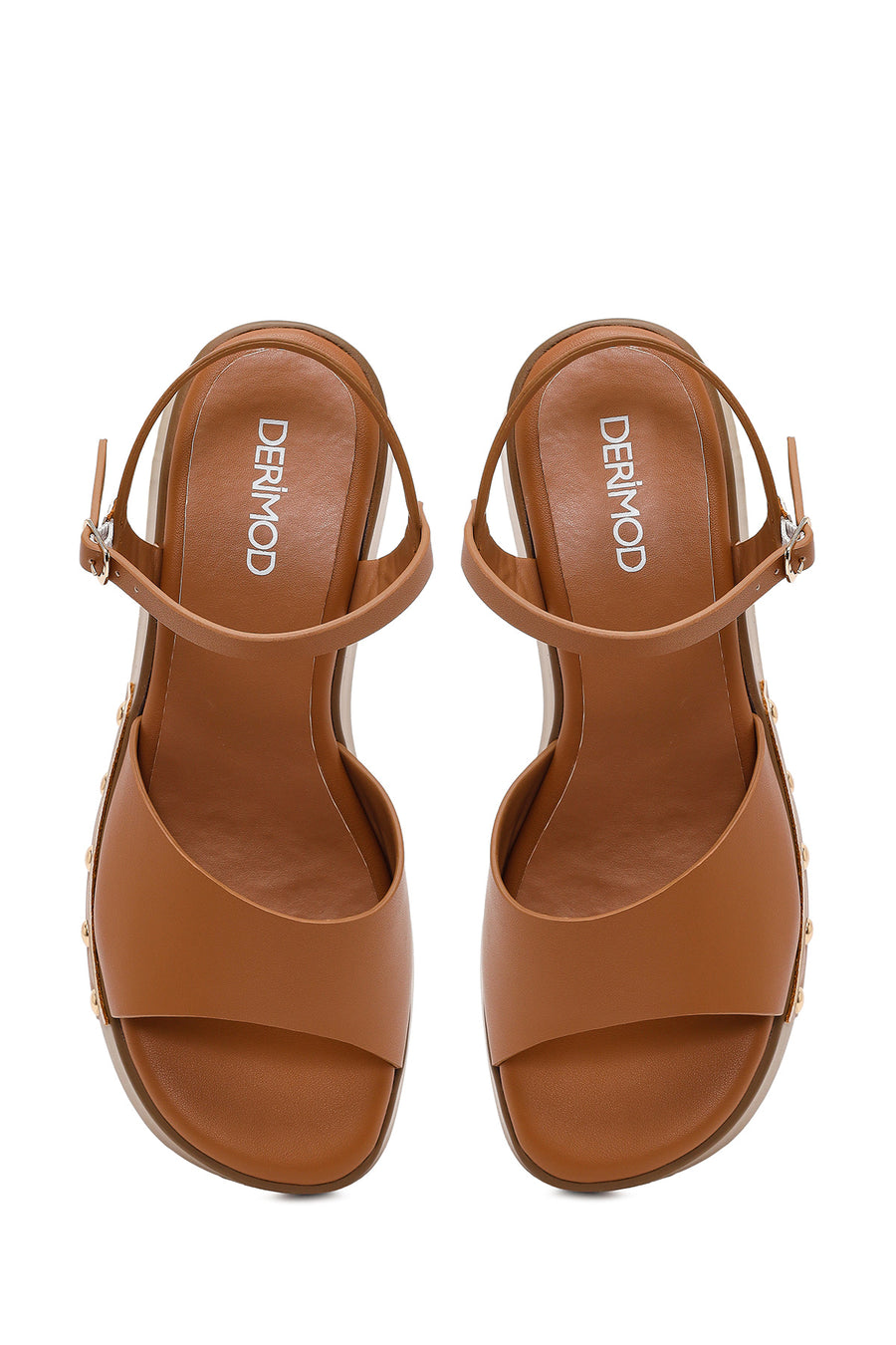 Women's Camel Ankle Buckle Platform Sandals