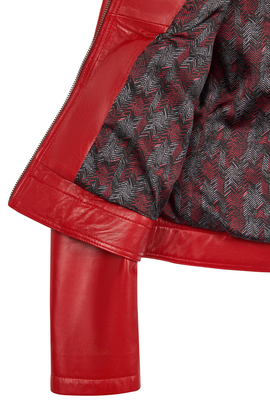 Sonia Woman Red Short Leather Jacket
