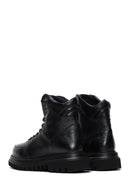 Women's Black Leather Flat Boots | Derimod
