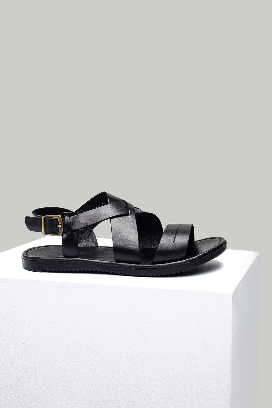 Black Men's Leather Sandals