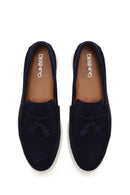 Erkek Lacivert Püsküllü Süet Deri Casual Loafer | Derimod