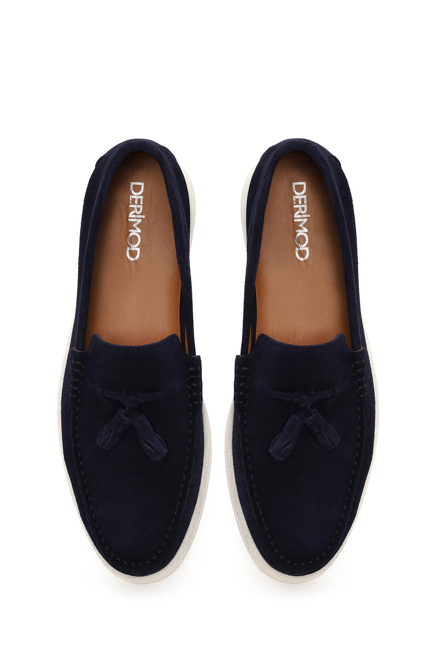 Erkek Lacivert Püsküllü Süet Deri Casual Loafer