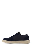 Male Navy Lace-up Suede Leather Sneaker | Derimod