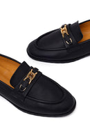 Kadın Siyah Tokalı Maskülen Deri Loafer | Derimod