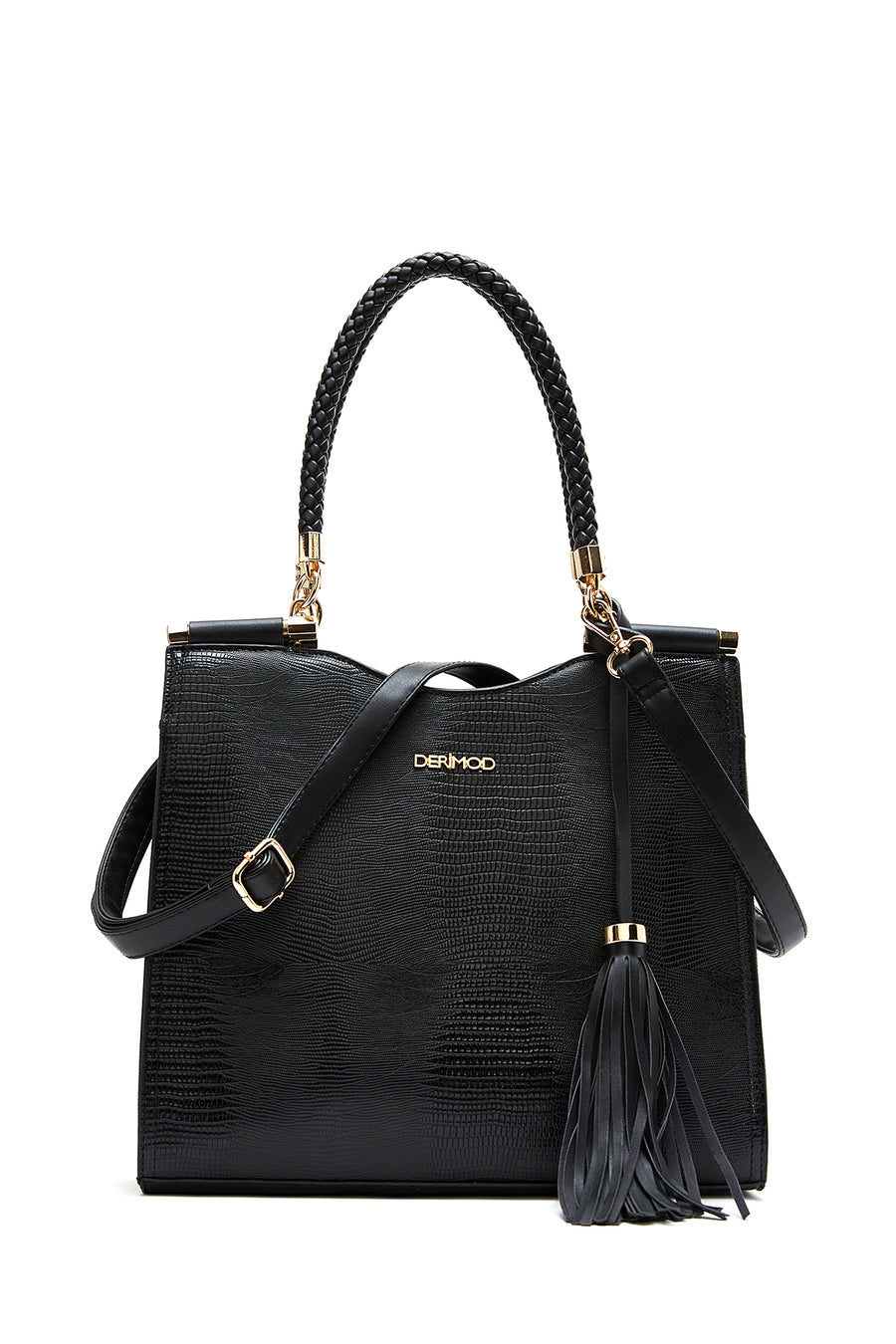 Women's Black Snakeskin Patterned Shoulder Bag 22WBD262540 | Derimod