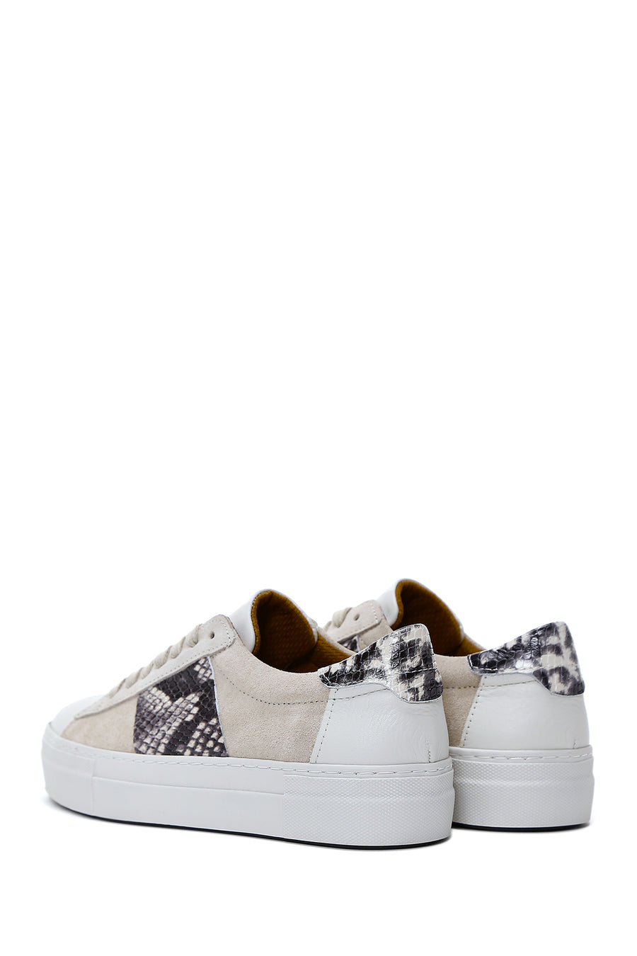 Women's Beige Leather Patterned Sneaker