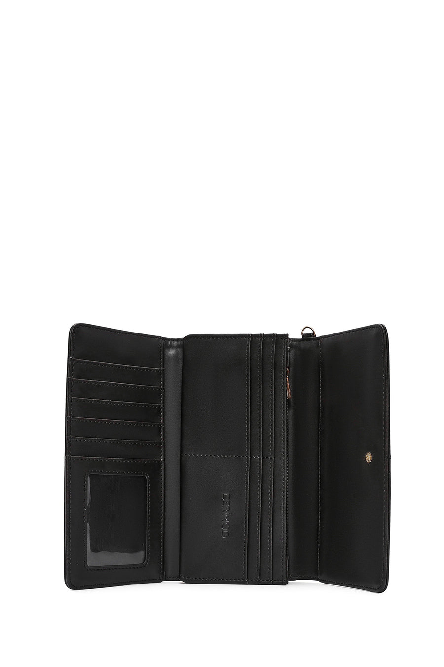 Women's Black Wallet with Strap Detail