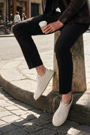 Erkek Beyaz Bağcıklı Deri Sneaker | Derimod