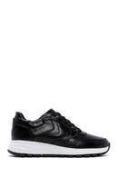 Women's Black Thick Soled Leather Sneaker | Derimod