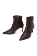 Woman Brown Zip Closure Thin-Heeled Leather Boots | Derimod