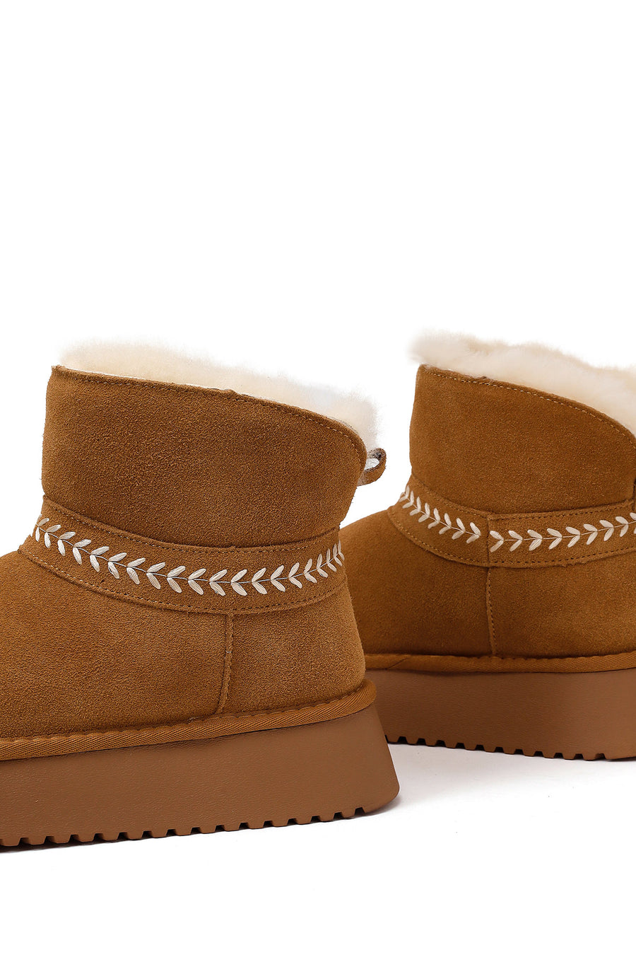 Woman Camel Thick-Soled Suede Teddy Boots