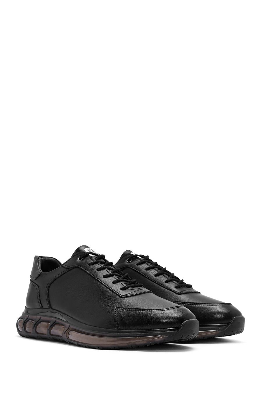 Men's Black Lace-up Leather Sneaker
