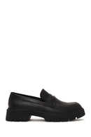 Kadın Siyah Kalın Tabanlı Deri Maskülen Loafer | Derimod