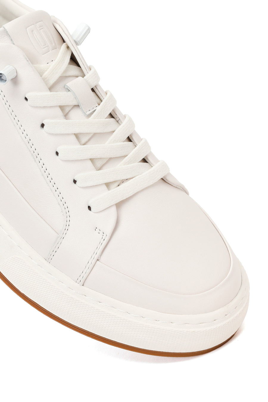 Erkek Beyaz Bağcıklı Deri Sneaker