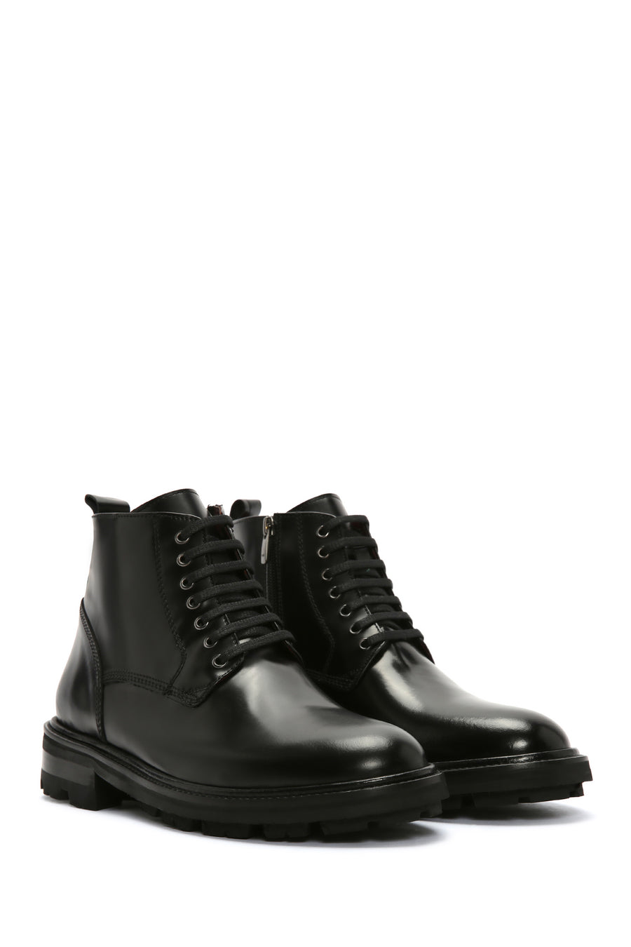 Men's Black Zippered Leather Boots